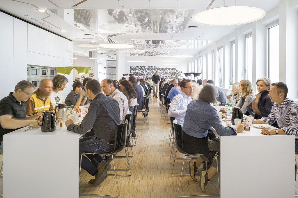 Daily common breakfast with all employees at the Nimbus Group canteen, Stuttgart